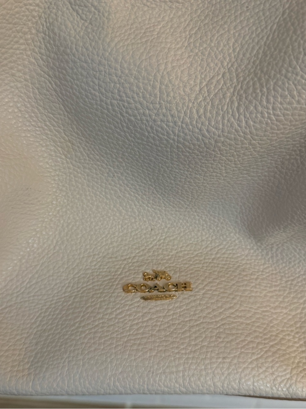 Coach Two-Tone Pebbled Leather Shoulder Bag in Cream, Tan & Black - Picture 3 of 7